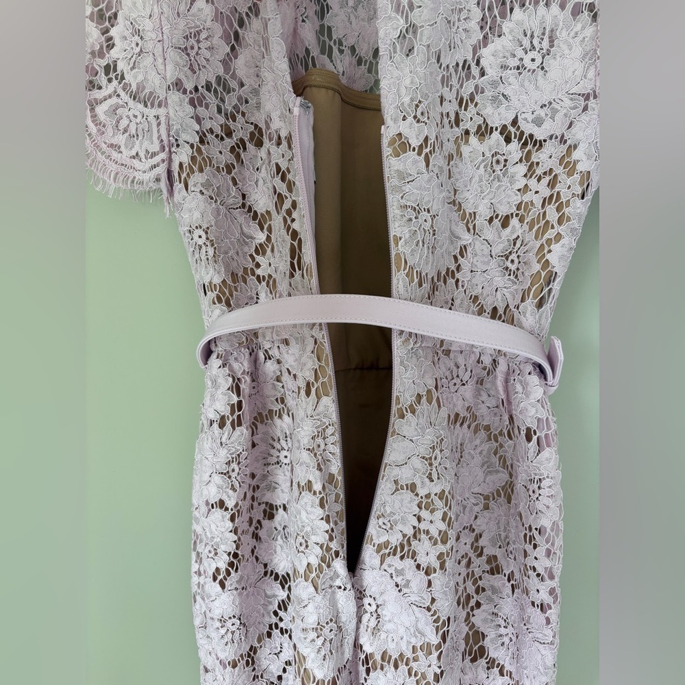 NEW Self-Portrait Fine Lace Pearl Midi Dress in Pink | UK 8 / US 4 - Picture 12 of 15